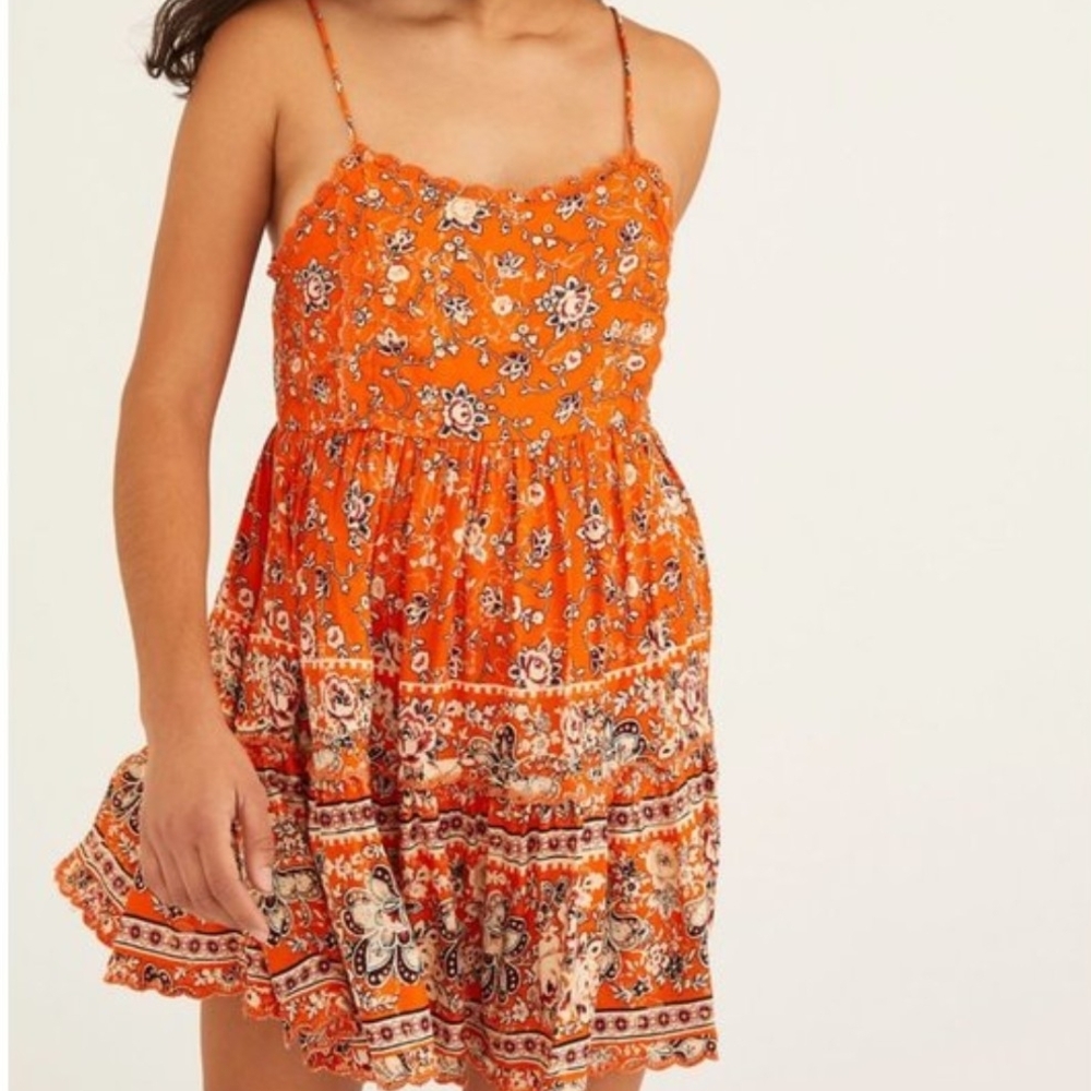Urban Outfitters Orange Cotton Top with Label Detail